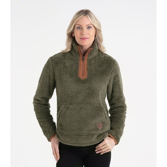 Legendary Whitetails Womens Fuzzy Hide Fleece Pullover Army Green Medium NWT - Picture 2 of 6